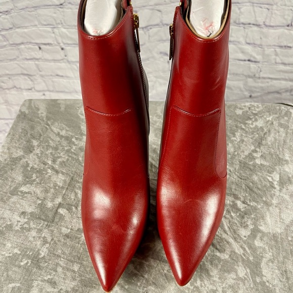 Brand New Michael Michael Kors Red Leather Rue Leather stiletto Booties 9M - Picture 4 of 14